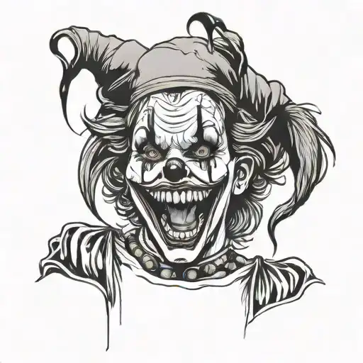 Gothic Clown Woman From The Front Showing Her Teeth