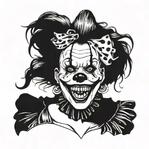 Gothic Clown Woman From The Front Showing Her Teeth