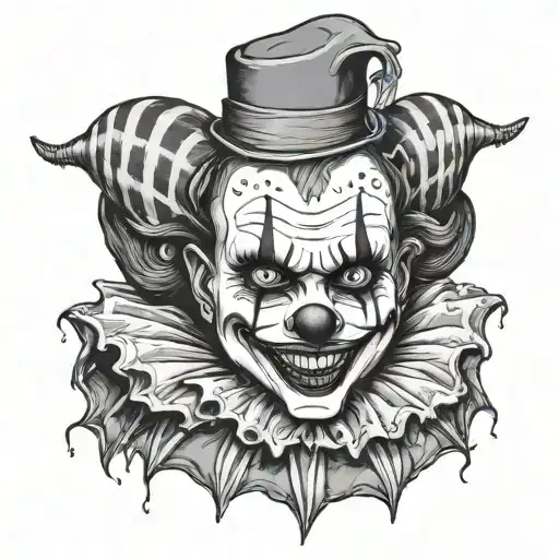 Gothic Clown Woman From The Front Showing Her Teeth