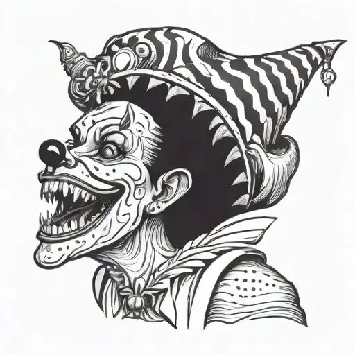 Gothic Clown Woman From The Front Showing Her Teeth