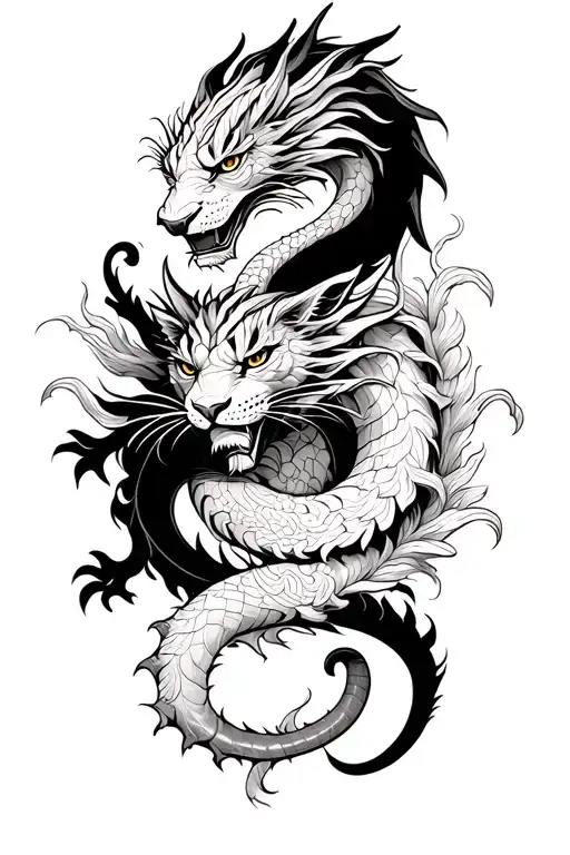 Dragon And Panther Intertwined