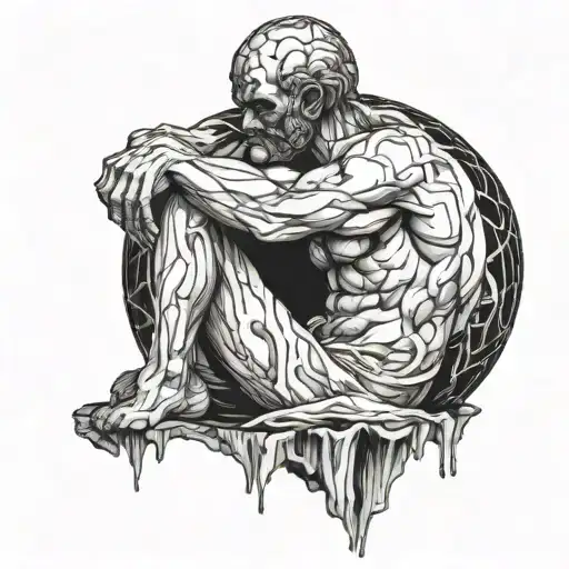 Atlas Made Of Marble Holding Up A Smouldering Earth