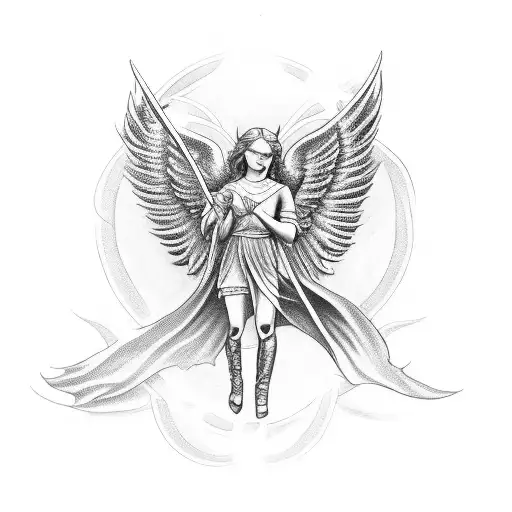 Angels Vs Demon Sleeve With Cupid Hitting Two Love Angels In The Middle