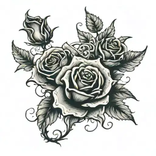 Design A Tattoo Featuring The Bad Omens Band Logo Surrounded By Roses And Thorns