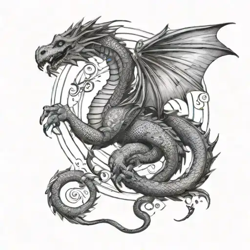 Latin Quote With A Dragon Illustration Inspired By Fantasy Books