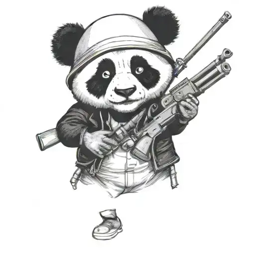 A Panda Gangster Holding A Tommy Gun