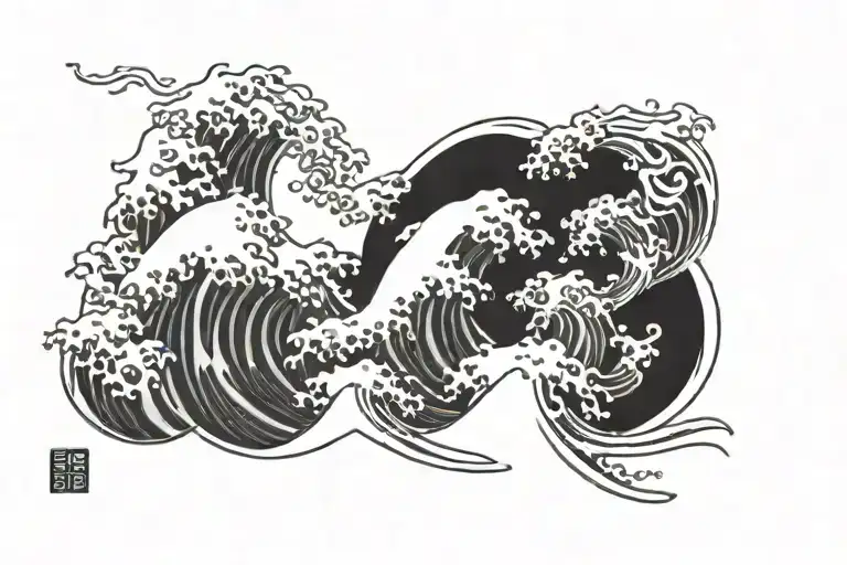 Samurai Waves Crashing In The Background