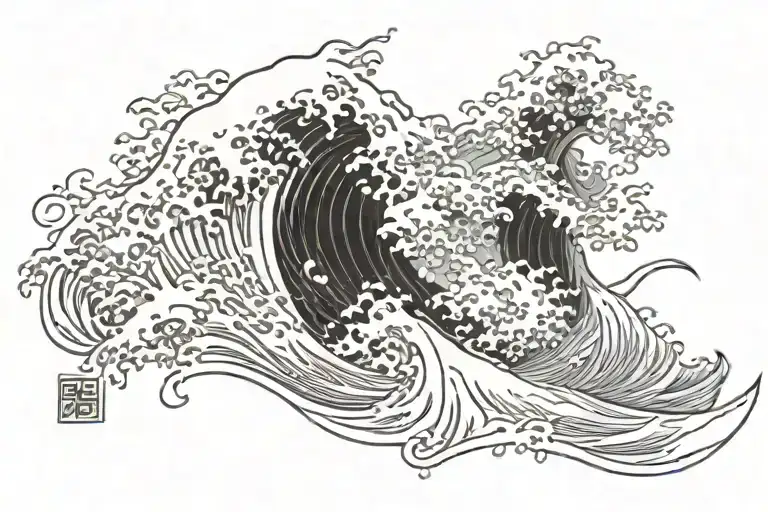 Samurai Waves Crashing In The Background
