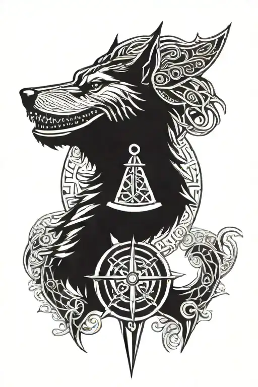 Viking Wolf Compass Thors Hammer Head Shark
