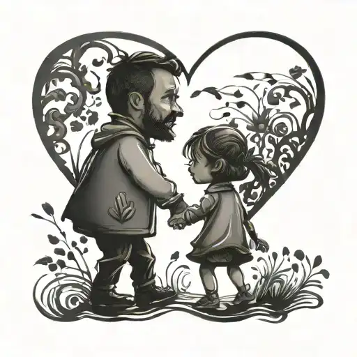 Incorporate A Silhouette Of A Father And Daughter Holding Hands In A Heart Shape