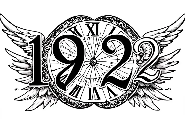 1982 In Roman Numerals With Wings Inside