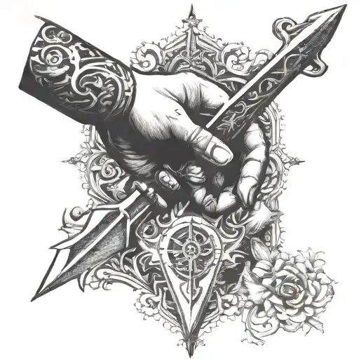 Hand Getting Pierced By A Mediveal Dagger