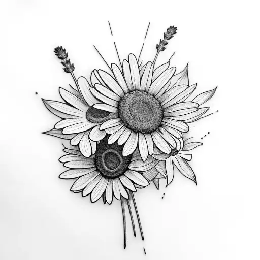 Bouquet With Daisy And Lavender