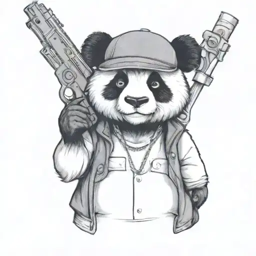 A Panda Gangster Holding A Tommy Gun