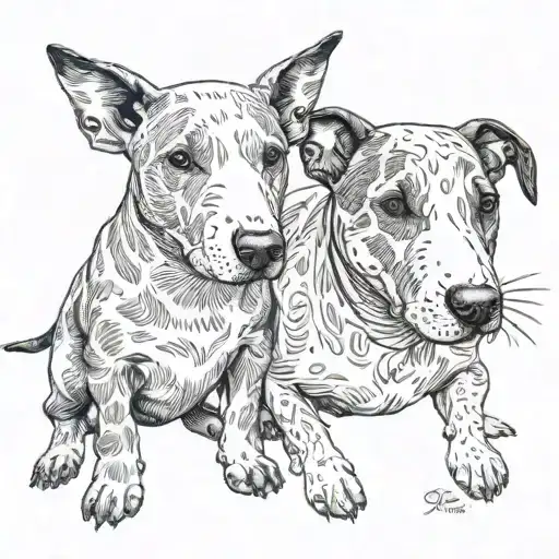 Bull Terrier And Jack Russel