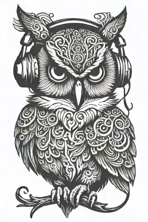 Owl Using Headphones