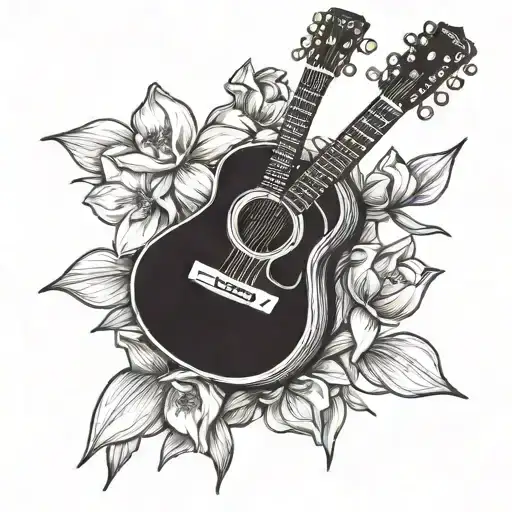 Acoustic Guitar And Daffodils