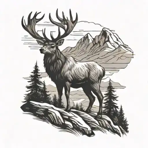 A Majestic Stag Standing On A Hill Overlooking A Scenic Scottish Landscape