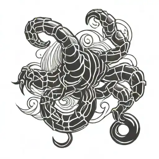 An Abstract Representation Of A Scorpion And The Number 7 Merging Together