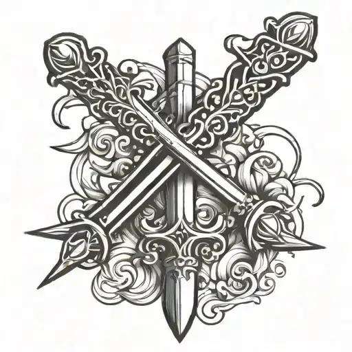Sword Crossed With Dagger Intertwined