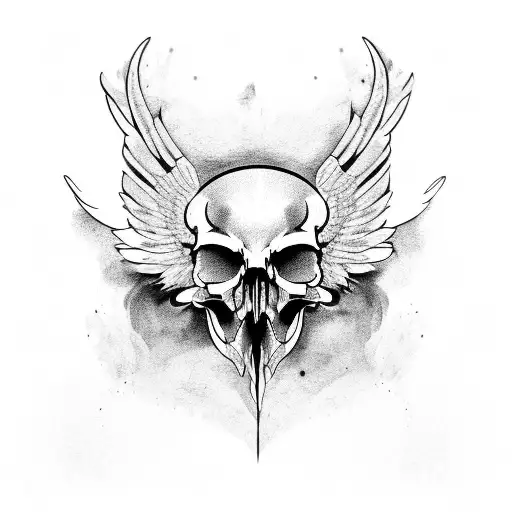 Raven Skull With Wings