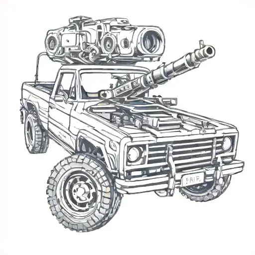 Pickup Truck With Machine Gun
