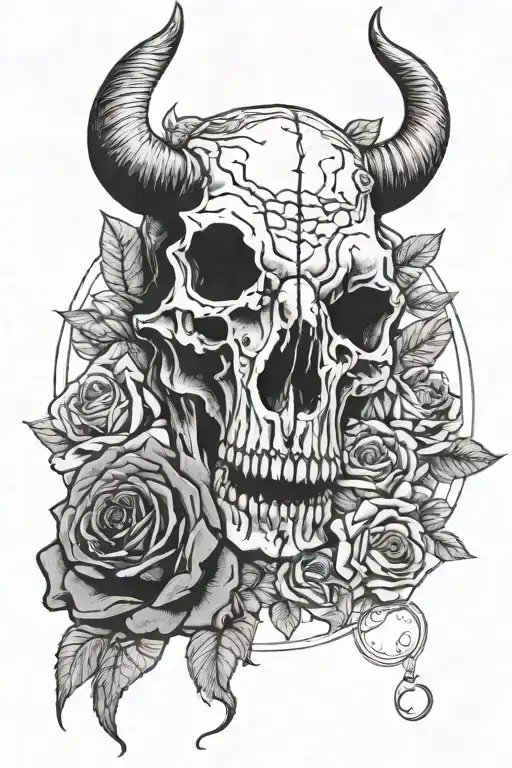 Bison Skull With Roses