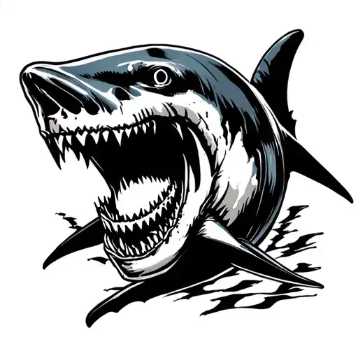 A Menacing Shark With A Skull Motif In The Background