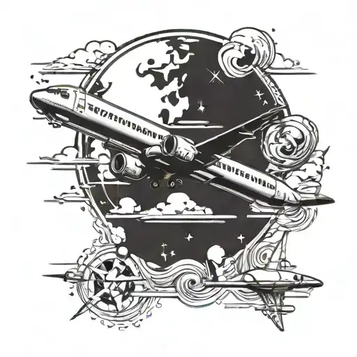 Airplane Flying Over A World