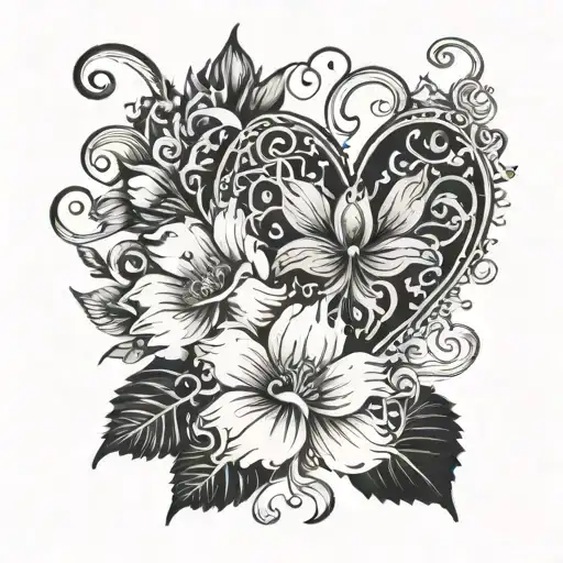 Two Heart Vawes That Come Togegher Into A Flower And Has A Leo In Background