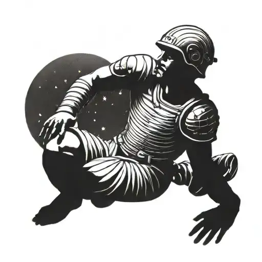 Roman Solder Kneeling With Hands Lifted Towards The Night Sky