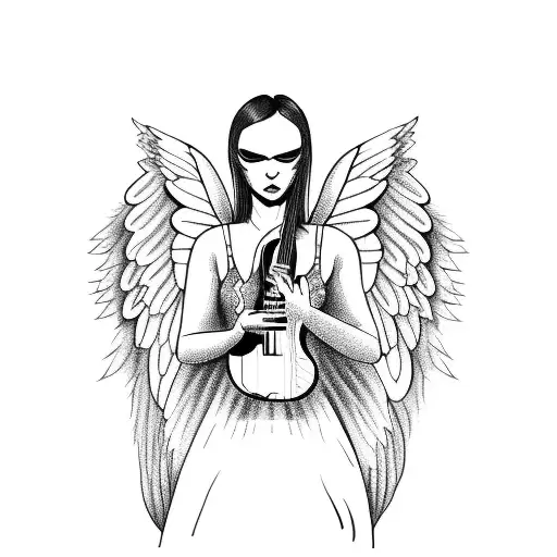 Angel Tocando Una Guitarra Electrica