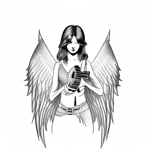 Angel Tocando Una Guitarra Electrica