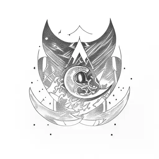 Moon With Broken Sword Inside