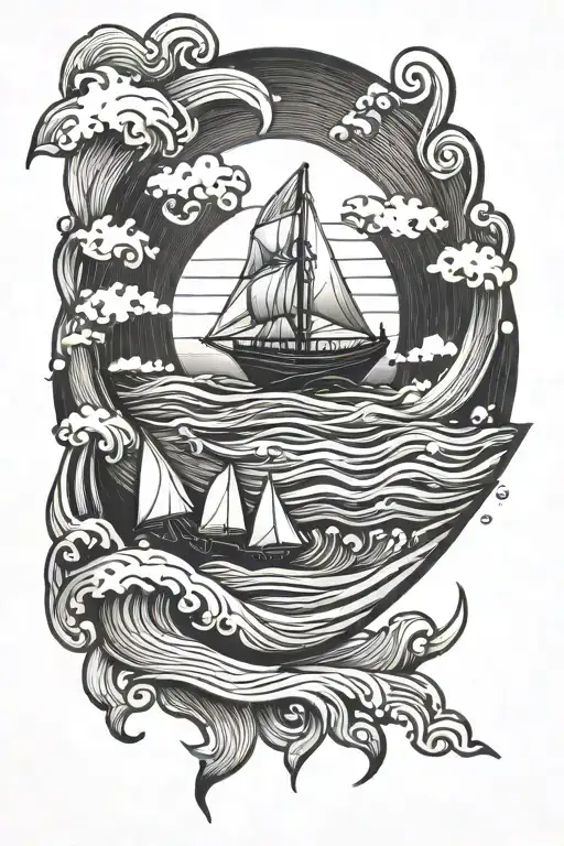 Ocean Waves And Paper Boat