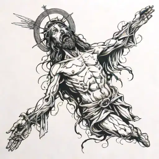 Jesus On Cross Rotting Maggots Screaming Open Wounds Full Body