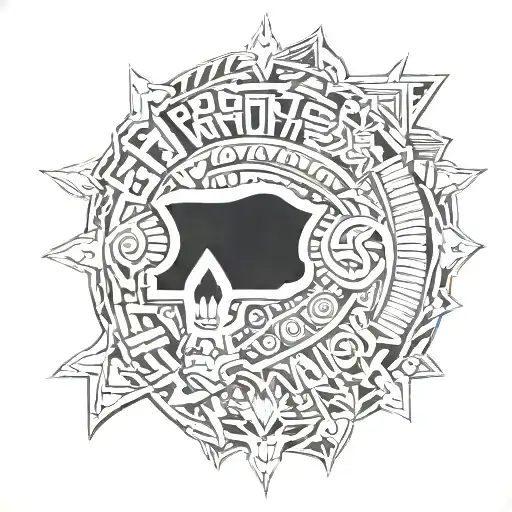 Combine The Raiders Logo With Traditional Aztec Patterns And Symbols
