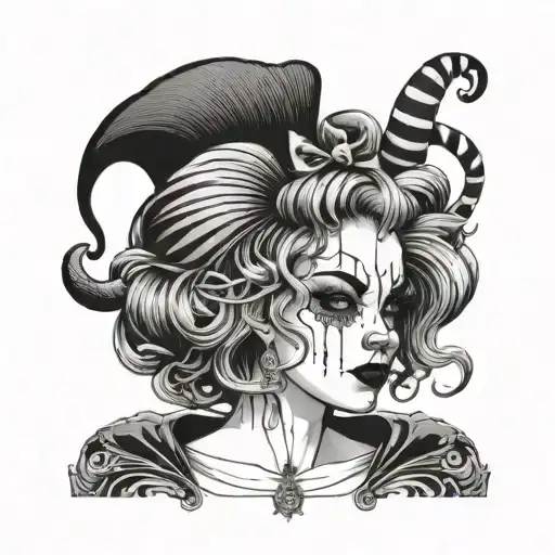 Profile Hair For Gothic Clown Woman