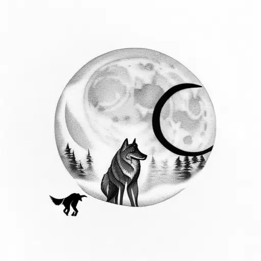 Wolfs Chasing The Sun And Moon Nordic
