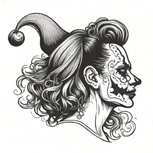 Profile Hair For Gothic Clown Woman