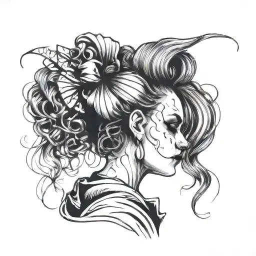 Profile Hair For Gothic Clown Woman