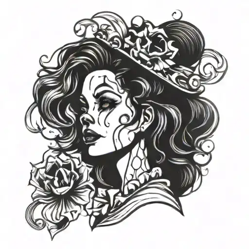 Profile Hair For Gothic Clown Woman