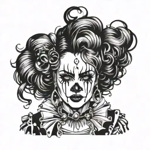 Profile Hair For Gothic Clown Woman