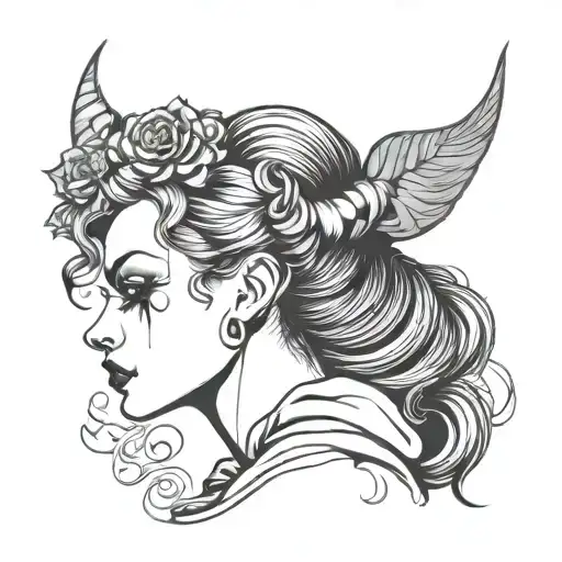 Profile Hair For Gothic Clown Woman