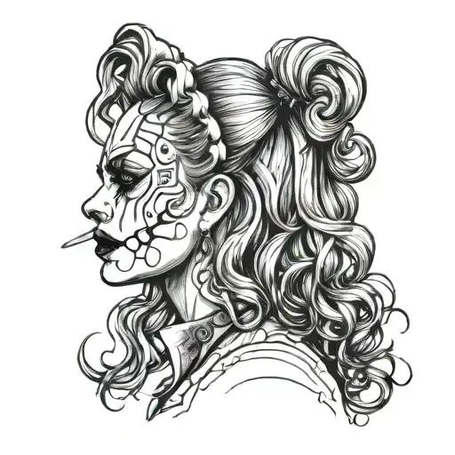 Profile Hair For Gothic Clown Woman