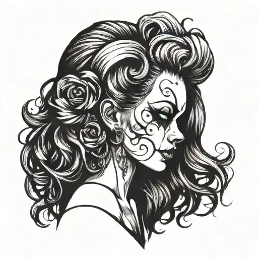 Profile Hair For Gothic Clown Woman