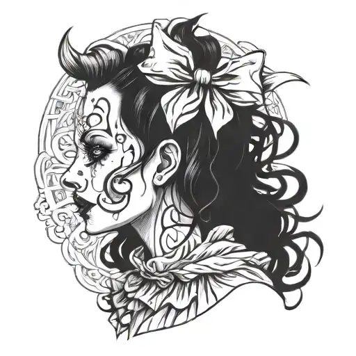 Profile Hair For Crazy Gothic Clown Woman