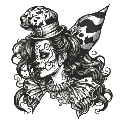 Profile Hair For Crazy Gothic Clown Woman