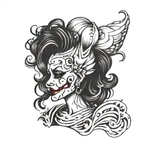 Profile Hair For Crazy Gothic Clown Woman