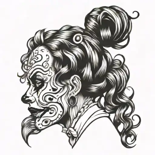 Profile Hair For Crazy Gothic Clown Woman